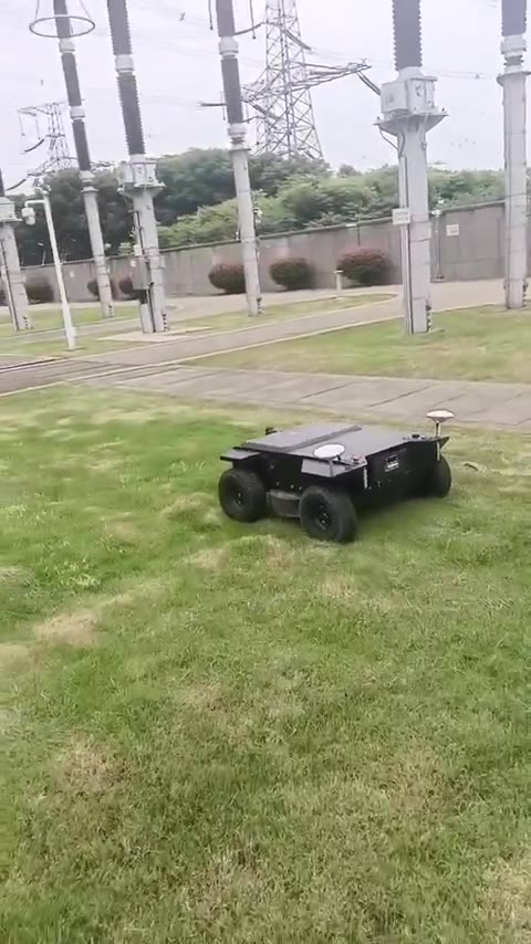 Autonomous mower working at an electrical substation site